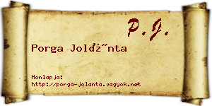 Porga Jolánta névjegykártya